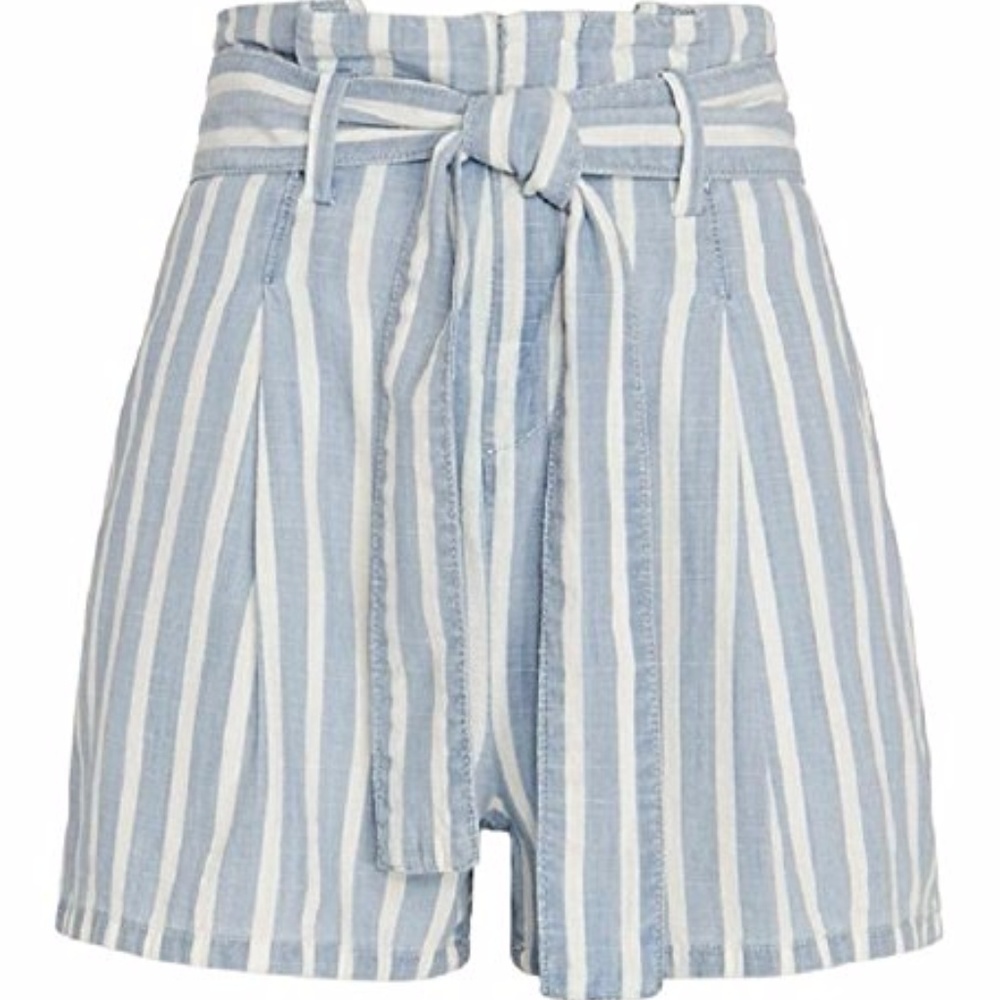 Frame Denim Striped Paperbag Shorts